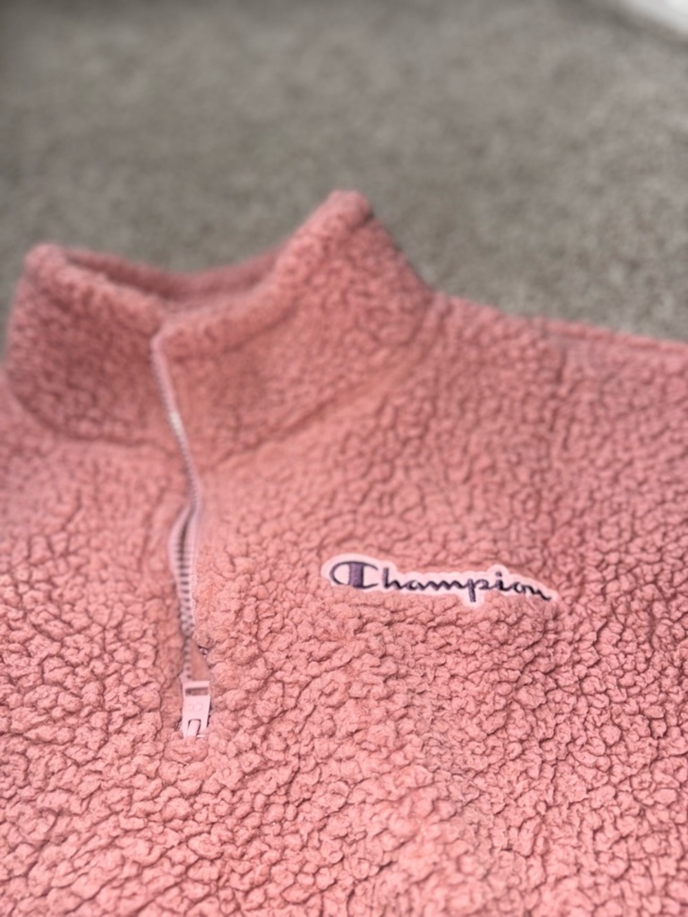 Champion Dusty Pink Sherpa Half-Zip Pullover